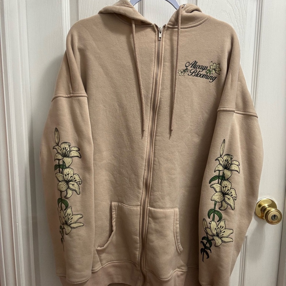 Orange Kiss Tan Flower "Always Blooming" Zip Up